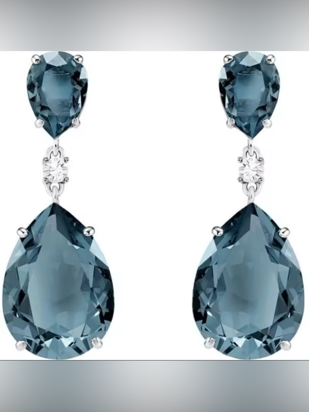 NEW Teardrop Blue-Grey CZ Drop Earrings